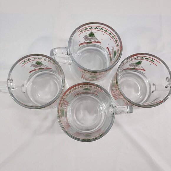 Anchor Hocking Christmas Memories Holly Rocking Horse Drink Glasses - Set of 4 - Picture 2 of 16